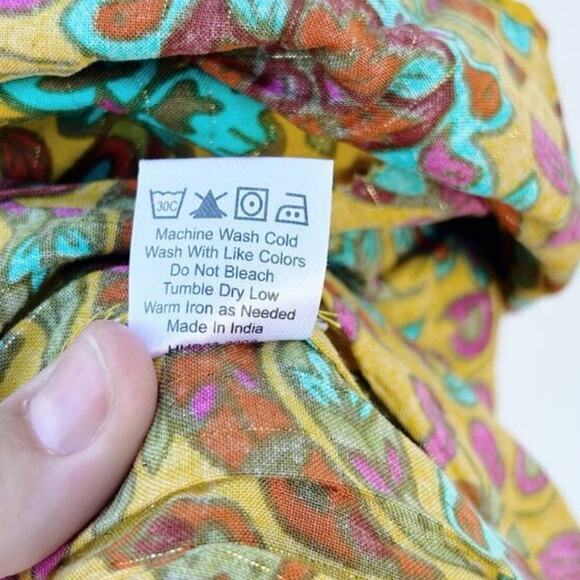 House Of Harlow‎ 1960 Set Maxi Skirt Smocked Tiered Ruffles Yellow Tropical - Picture 8 of 10